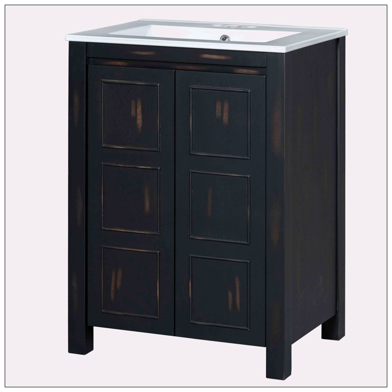 Meuble-lavabo simple 24 po avec plateau en céramique Bianchini