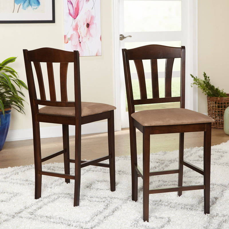 Benazir Upholstered Counter Stool with Solid Wood Frame, Espresso