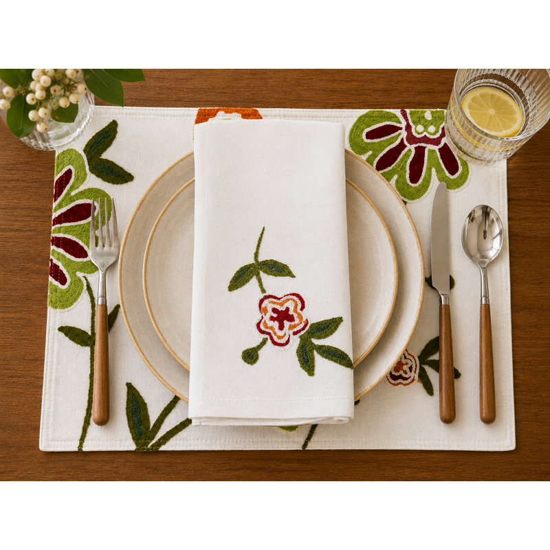Récapitulatif de 20 po Flora Linens, Rouge jardin