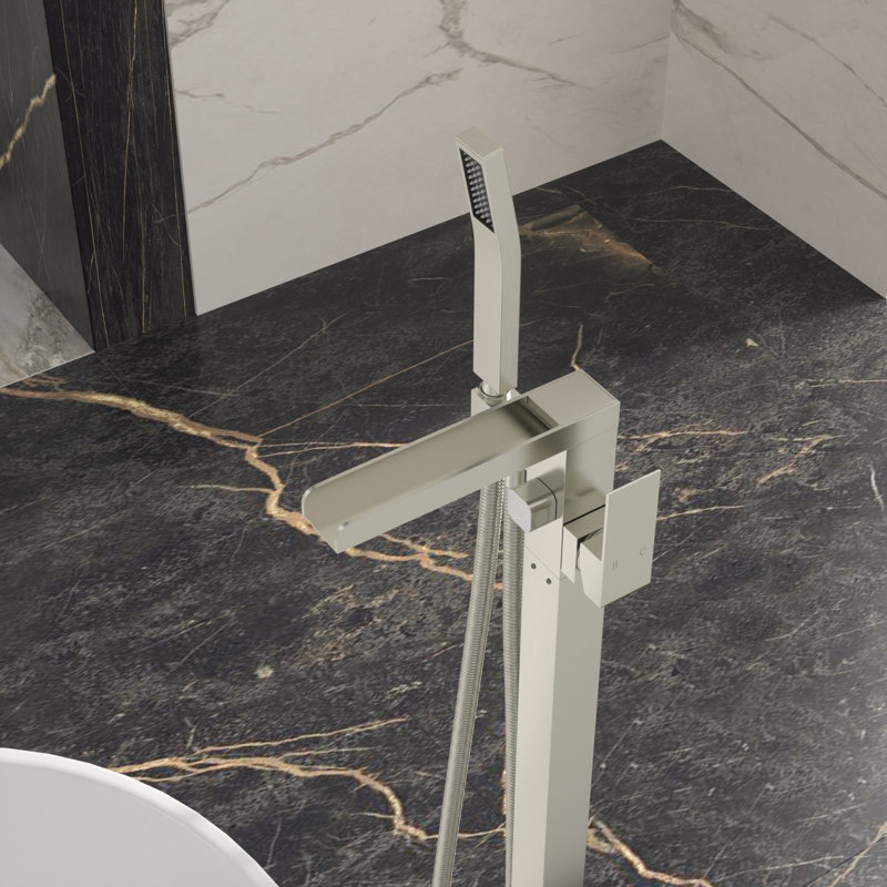 Floor Tub Spout with Diverter, Brushed Nickel