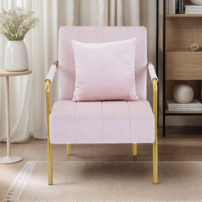 Ernst Modern Accent Chair Luxurious Velvet Couch With Gold-Tone Metal Arms & Legs For Living Room, Home Office & Studio