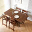 150cm Walnut Folding Dining Table with Casters, Wood Top and 2 Drawers, Frame