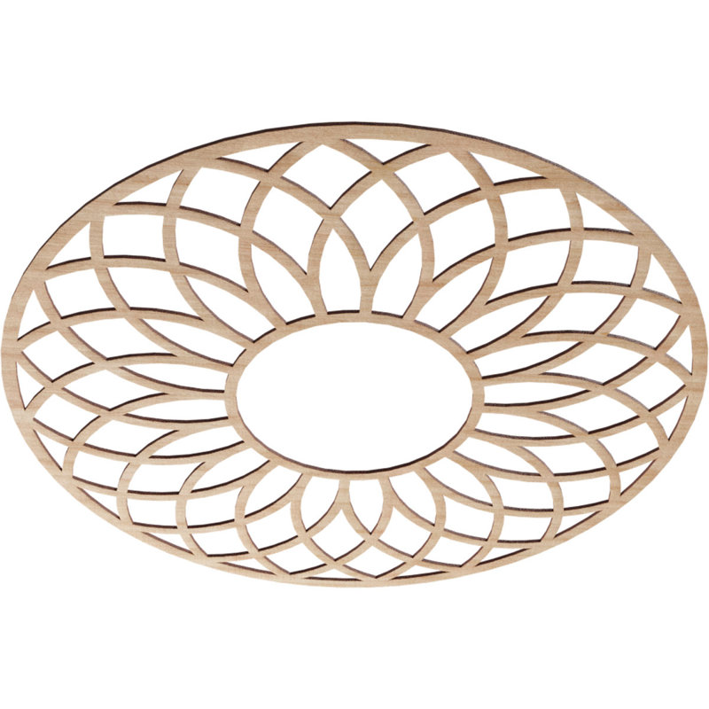 Médaillon de plafond en bois ajouré Cannes, Aulne, H 38 po x l 38 po x P 0,25 po