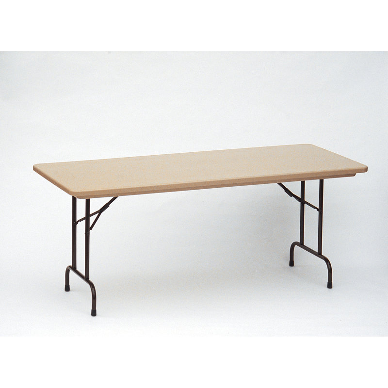 Rectangular Banquet Table, 29" H x 48" L x 24" W, Mocha Granite with Brown Frame