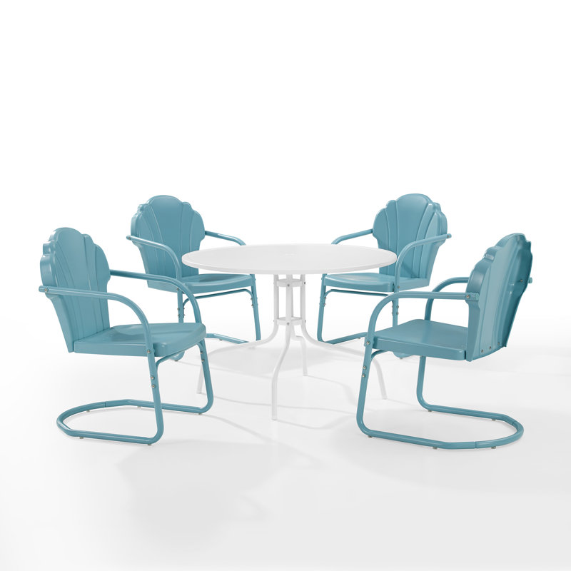 Steyning 4 - Person Patio Dining Set with Round Table, Turquoise