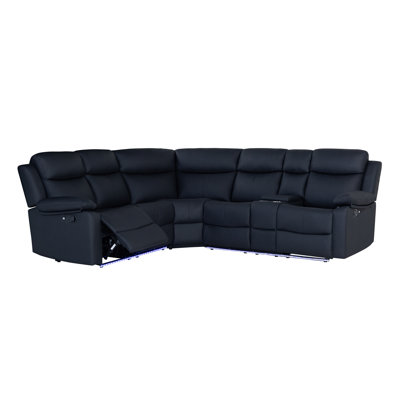 U6026 Black Pu 72a Right Arm Facing Sectional With Led And Speaker