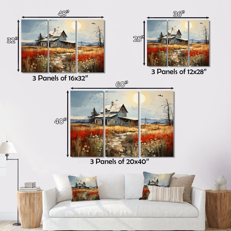 Farmhouse Collage - Paysages, ensemble de reproductions d'art mural en métal