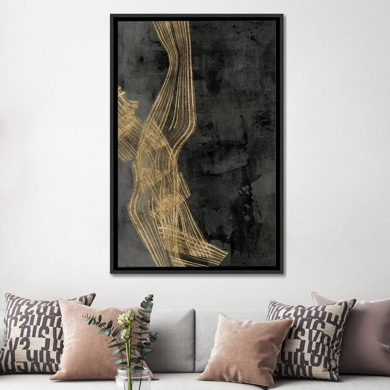 « tissé matrix ii », impression sur toile, H 26 po x l 18 po x P 1,5 po, Toile encadrée noire, Pas de tapis