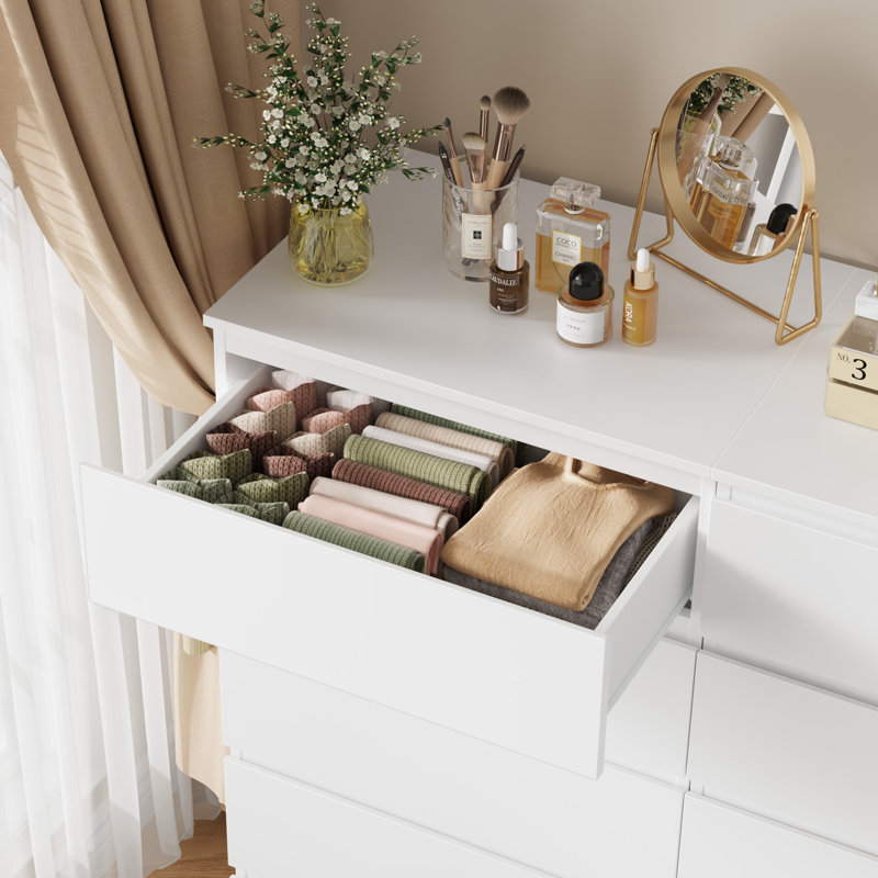 Jeramey 23.6'' W 5 - Drawer Wood Dresser, White