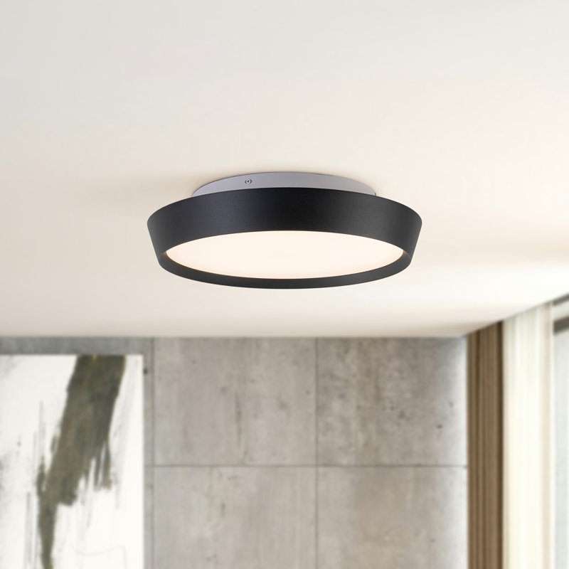 16-in Black Dimmable LED Flush Mount, 16-in