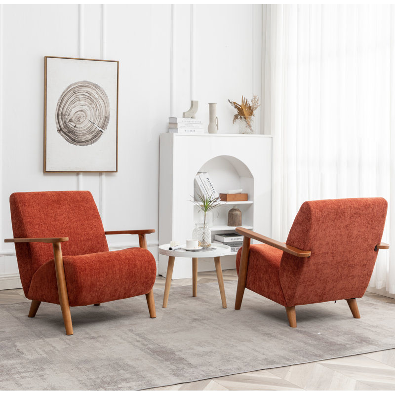 Upholstered Armchair, Orange Polyester