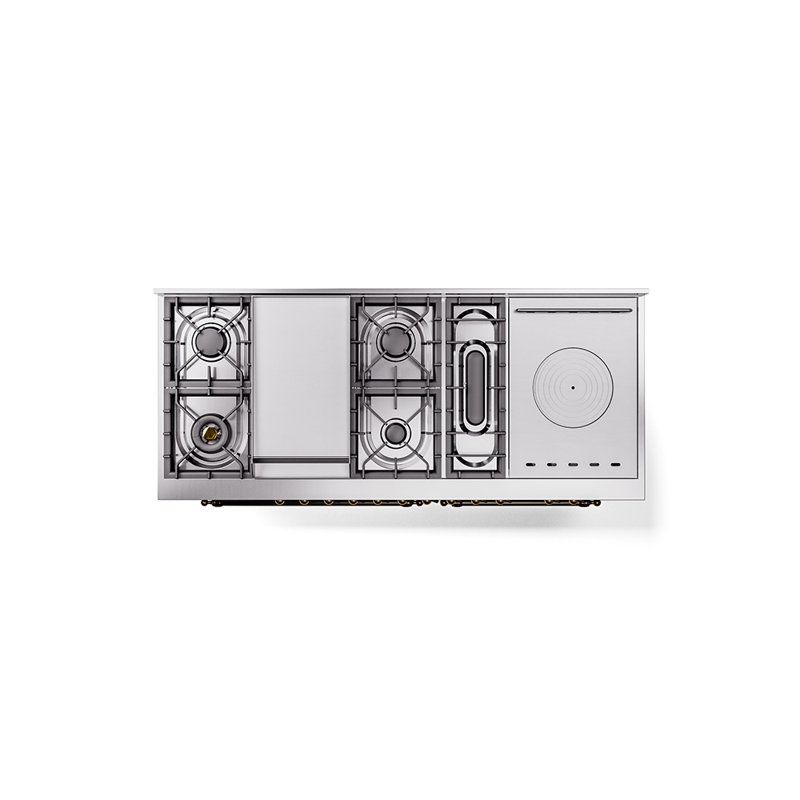 ILVE Nostalgie II 60 in Dual Fuel Range, 7 Burner, Griddle, Frenchtop, Natural Gas, RAL Classic/Burnished