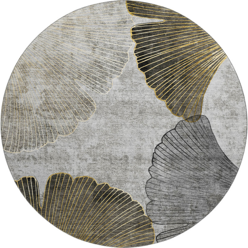 Premium Machine Washable Cerrito Gray Rug, Round 8'