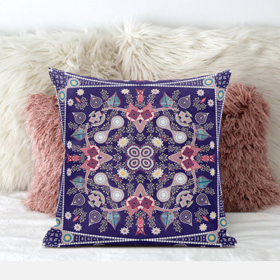 18" X 18" Blown Seam Floral Indoor Outdoor Throw Pillow