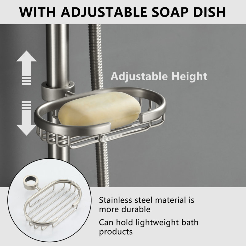 Brushed Nickel Dual Head Wall Mounted Rain Shower System