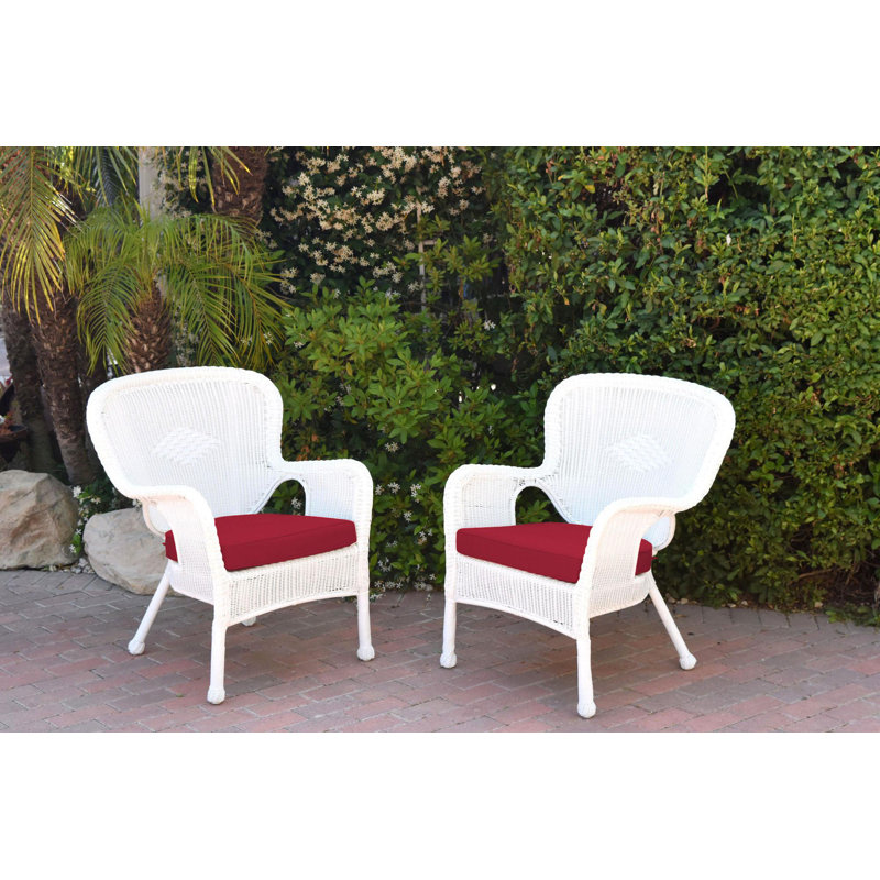 Chaise de patio avec coussins Batchelder, Rouge, Blanc