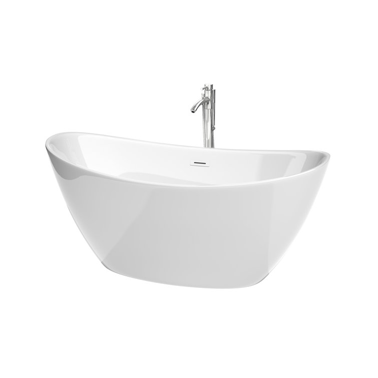 Dorrit 60" x 32" Freestanding Soaking Acrylic Bathtub with Faucet
