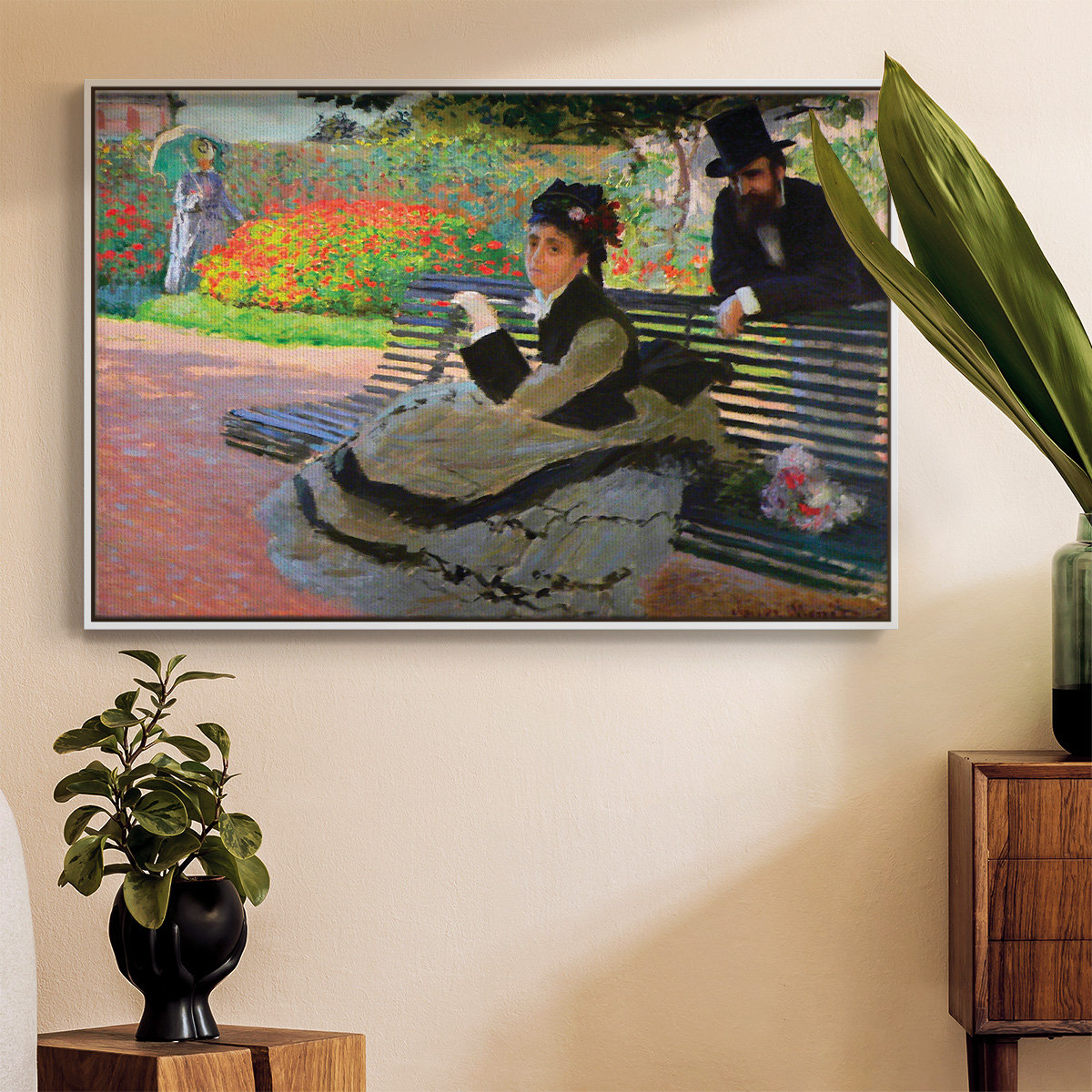 Wexford Home Camille Monet On A Garden Bench Framed On Canvas Print ...
