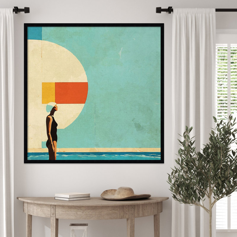 Reproduction d'art mural Mid Century Pool par Waverly, 33 x 33, Noir Svelte