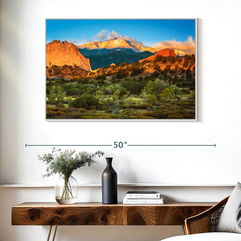Pikes Peak Mountainscape, Floating Frame White, 40" X 27"