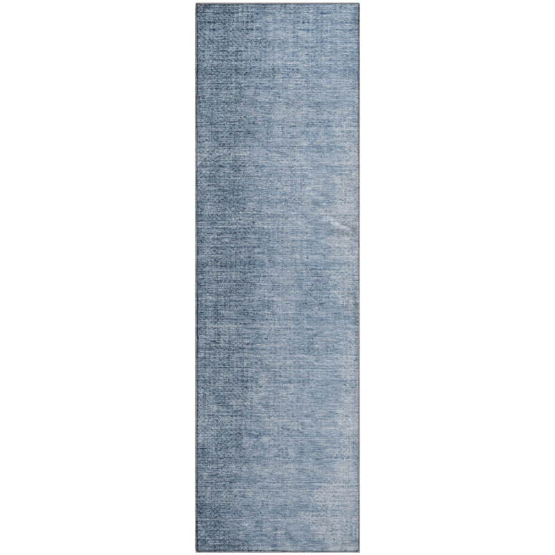 Premium Machine Washable Prisco Blue Rug, Runner 2'3" x 7'6"
