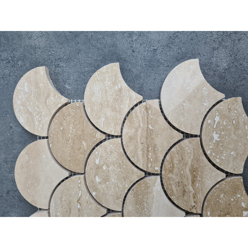 Carreau de mosaïque en pierre naturelle écaille de poisson 3 po x 3 po Patara