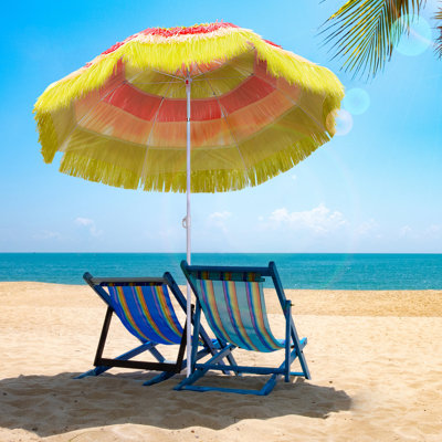 Parasol de 1,8 m pour terrasse ou plage, inclinable à manivelle, multicolore