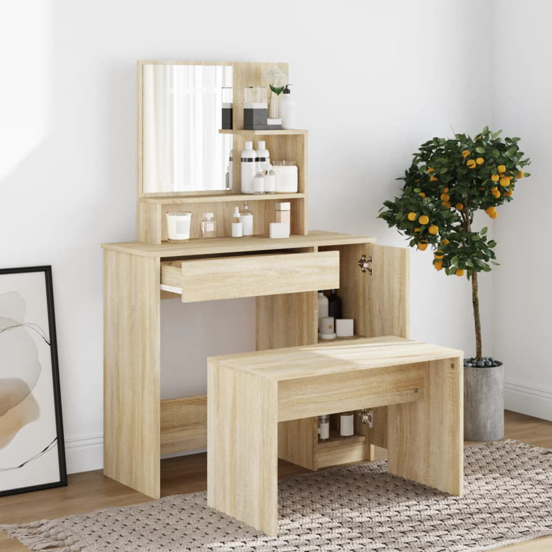 Libaan Dressing Table with Mirror, Natural