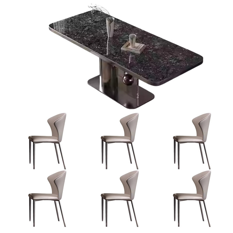 Table et chaise rectangulaire moderne de luxe moderne, Noir, noir, noir, noir, H 29,5 po x L 55,1 po x l 31,4 po