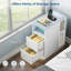 Slim Bedside Table with 2 Drawers, Charging Station and Cabinet Lights with Motion Sensor, Narrow Bedside Cabinet with Open Compartment, 25cm W Bedside Table-1243370745