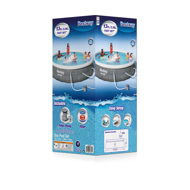 Piscine gonflable, Gris, L 13,1 po x H 30 po