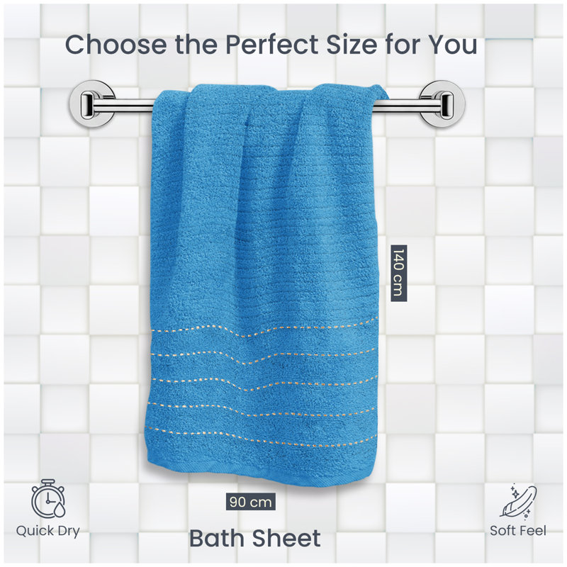 6 Pack Hotel Quality Cotton Towel Set | Soft, Thick, Absorbent Family Towels Pack with 2 Bath, 2 Hand, 2 Washcloths, Navy