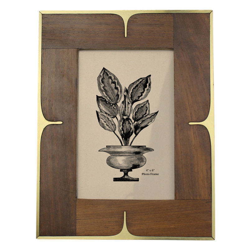 Picture Frame, Wood & Brass 4x6, Brown