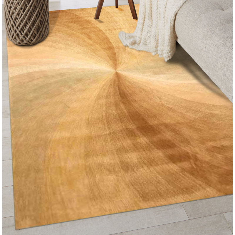 Tapis beige en laine touffeté à la main Abstract, Rectangle 11 pi 9 po x 14 pi 9 po