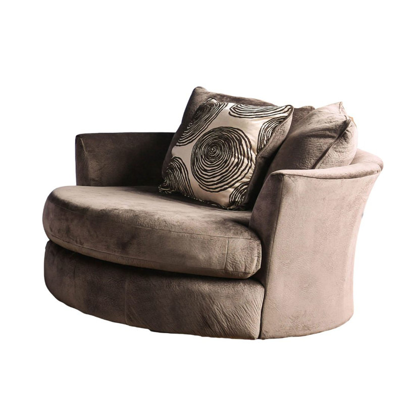 Chaise pivotante ronde de style transitionnel, Tissu brun