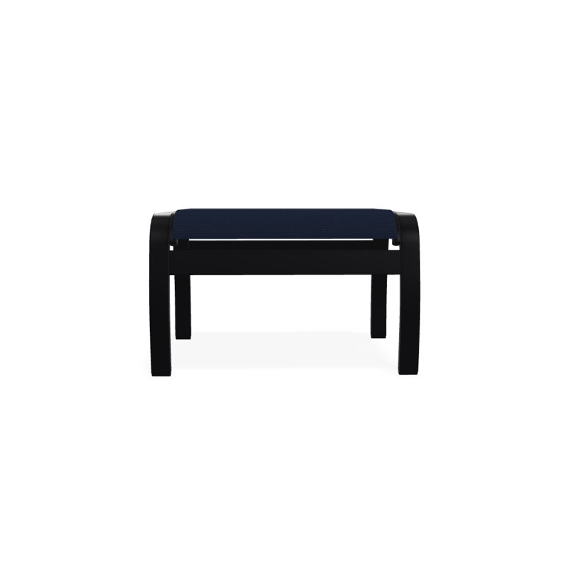 Repose-pieds d'extérieur avec coussin Askar, Bleu marine 13D Sunbrella®, Noir texturé