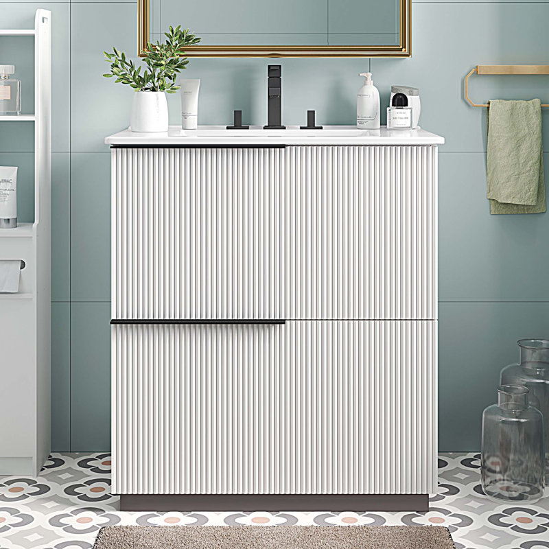 Meuble-lavabo 30 po avec lavabo en céramique et tiroirs pleine extension