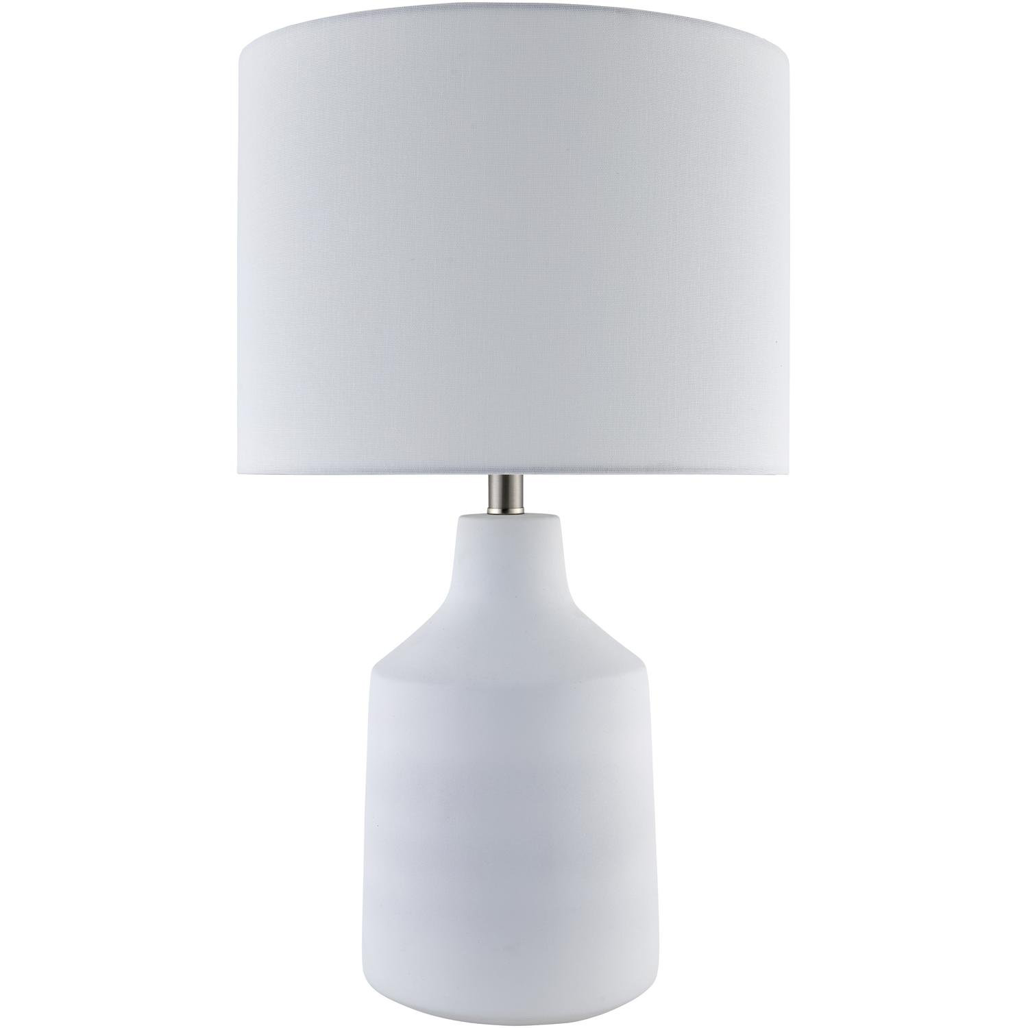 Lockwood Concrete Table Lamp with Linen Shade, White, White