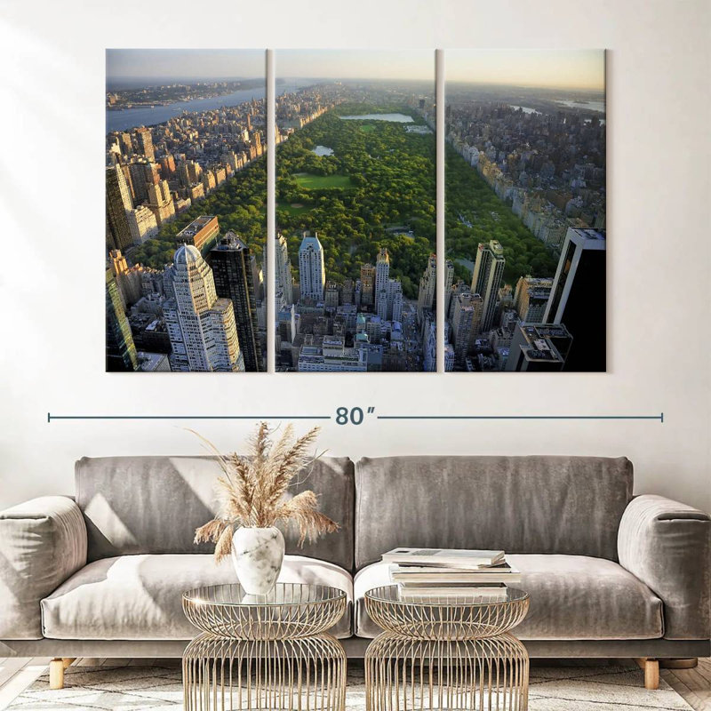 Central Park - Ensemble de 3 toiles tendues, H 42 po x l 65 po x P 1,25 po