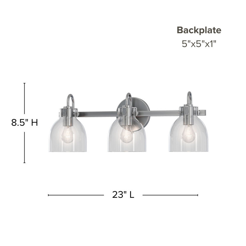 Foxhall Plug & Play 3-Light Vanity Light in Transitional and Modern Style-8.45 Inches Tall and 23 Inches Wide, Brushed Nickel