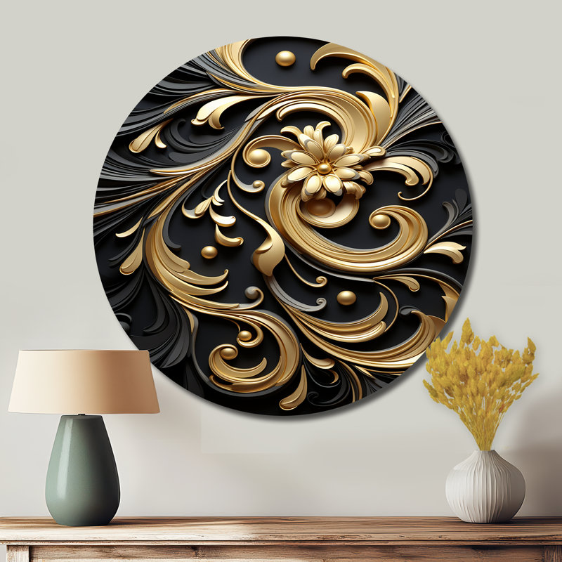 Tessie - Reproduction d'art abstrait en métal rond, H 36 po x l 36 po