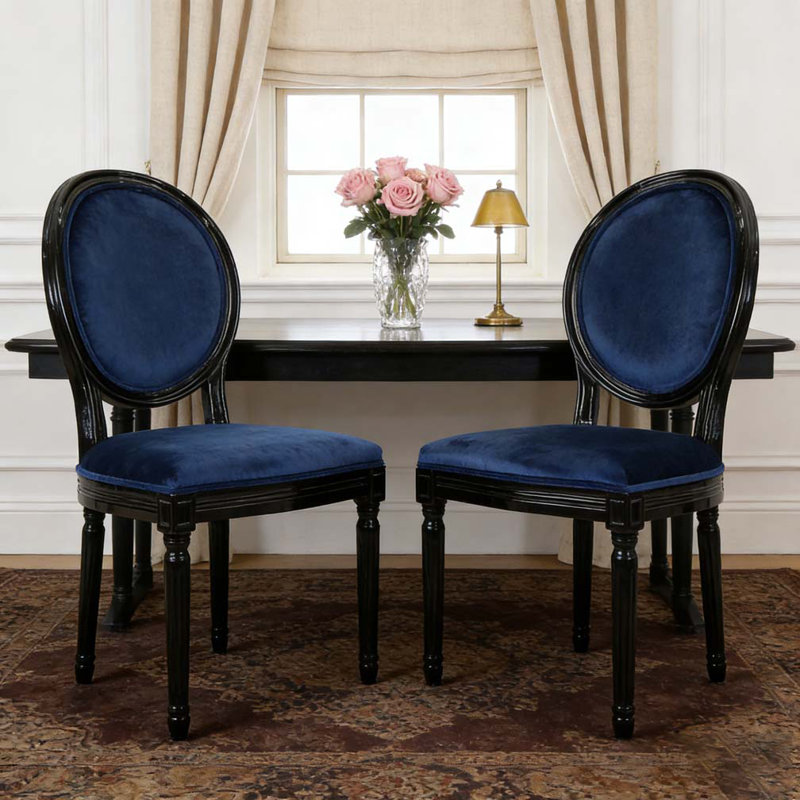 Ensemble de chaises de salle à manger, Marine, Noir