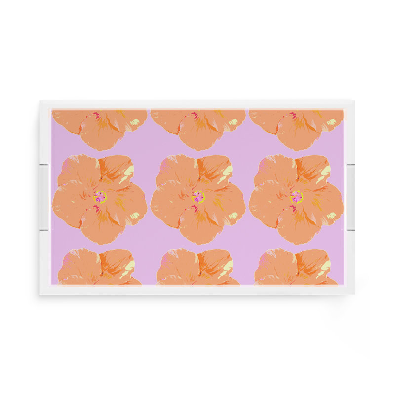 Hibiscus Acrylic Rectangle Decorative Tray, 2" H x 17" W x 10.5" D, Lilac