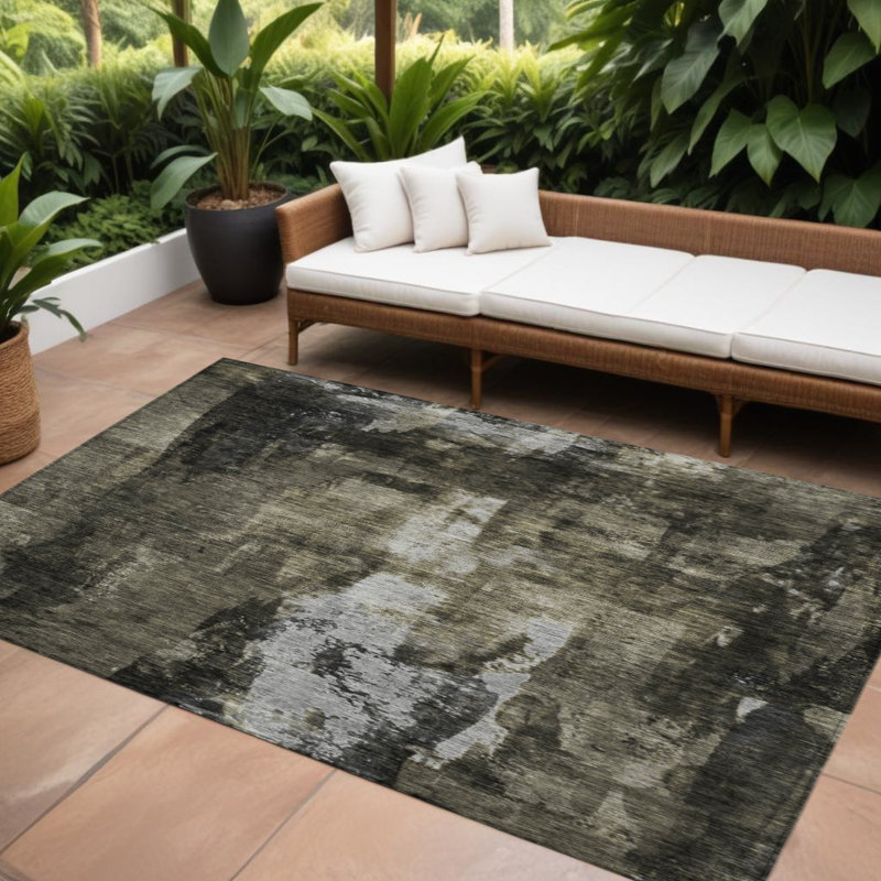 Tapis intérieur noir lavable abstrait 9 pi x 12 pi