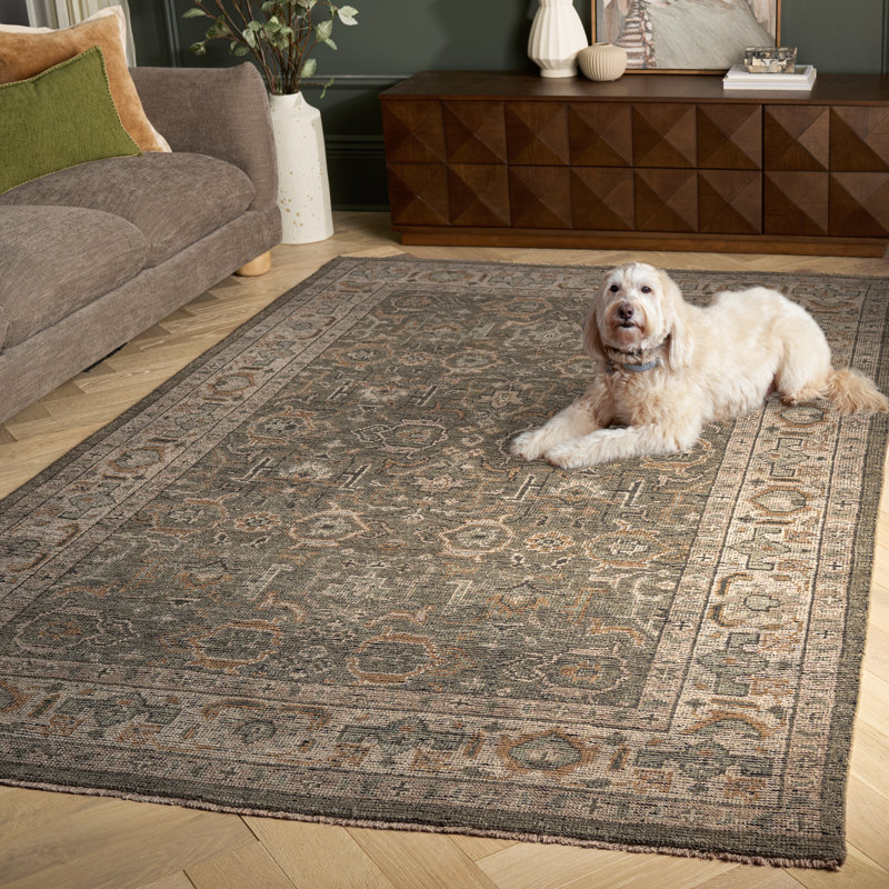 Izmir Hand-Knotted Wool Linen Area Rug, Rectangle 6' x 9'