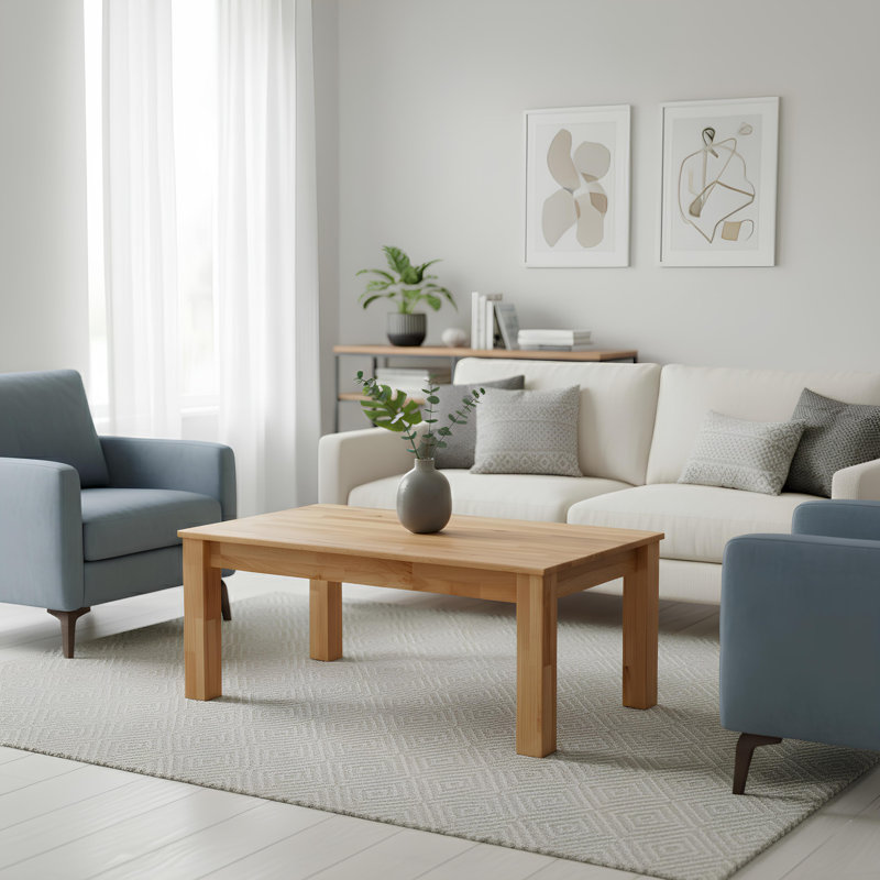 Thorin Solid Wood Four Leg Coffee Table, Beech Heartwood