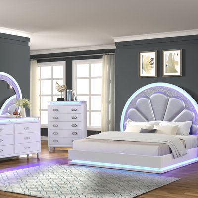 Commode à 6 tiroirs Perla en bois blanc laiteux Perla