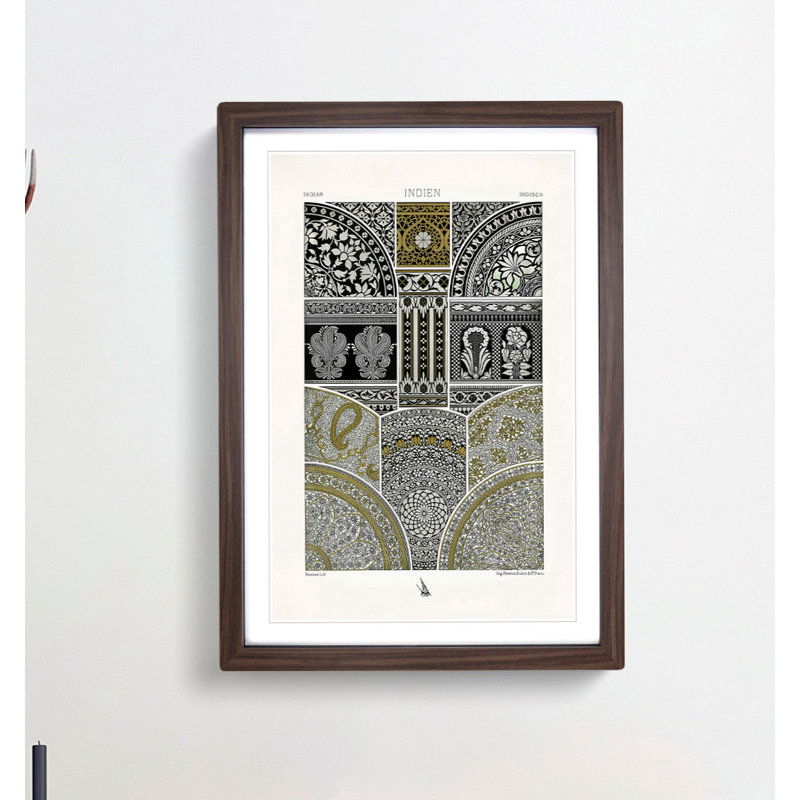 Indian Pattern by Albert Racinet - Framed Print, 50cm H x 35cm W x 2cm D, Walnut