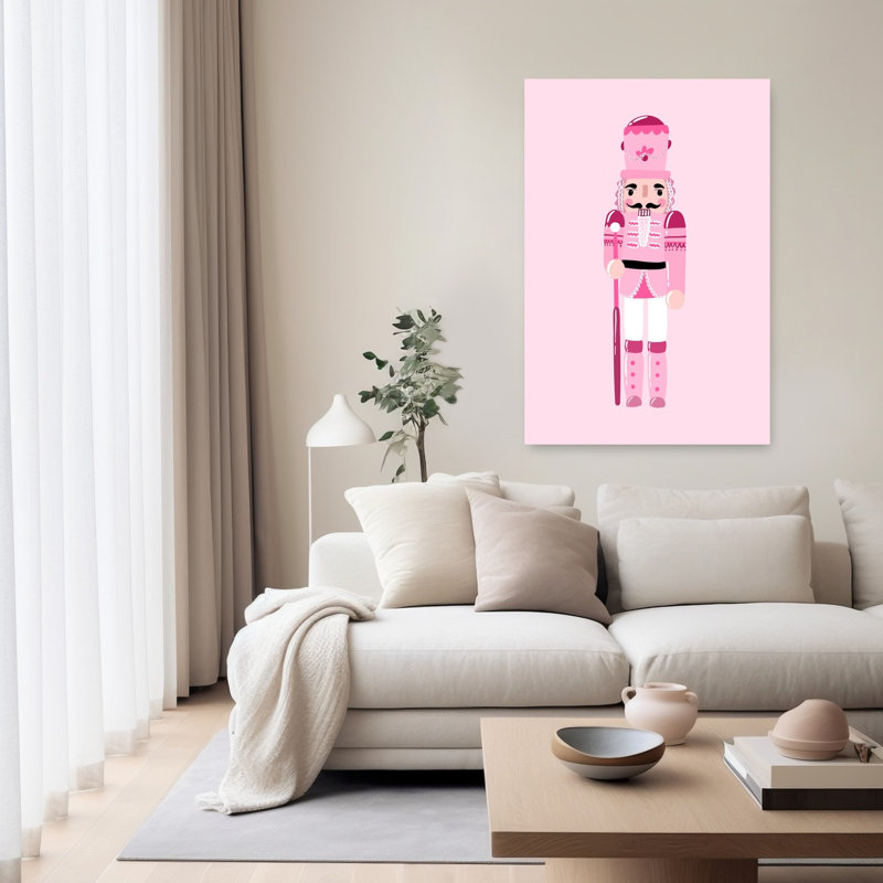Pink Nutcracker Charm Classic Delicate Elegant Wall Art Print 1 Piece Wrapped Canvas Wall Art, 152.4cm H x 101.6cm W
