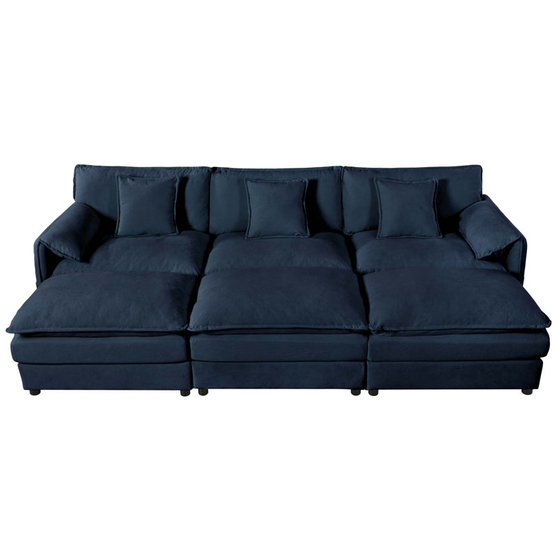 Canapé-lit modulaire surdimensionné à siège profond avec 3 repose-pieds et coussins moelleux, lit modulaire, combinaison de bricolage chenille